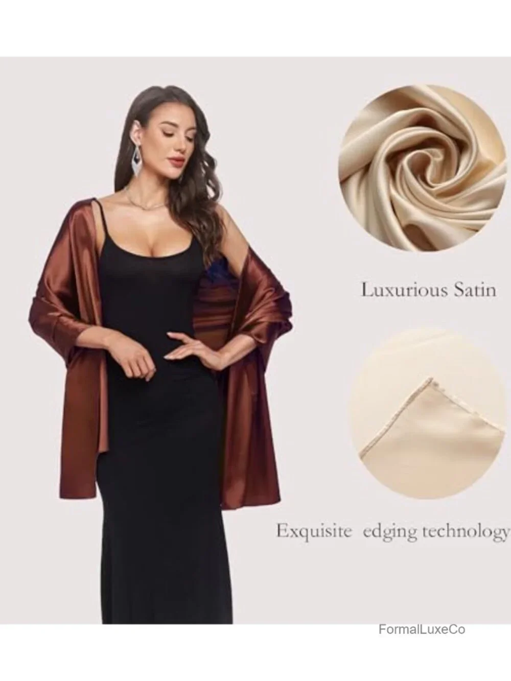 Satin Shawl Wrap for Evening Dresses, Bridal, Formal Occasion